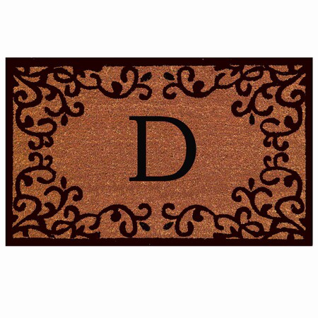 Monogram Door Mat, Natural, Black, 18 in W x 30 in L